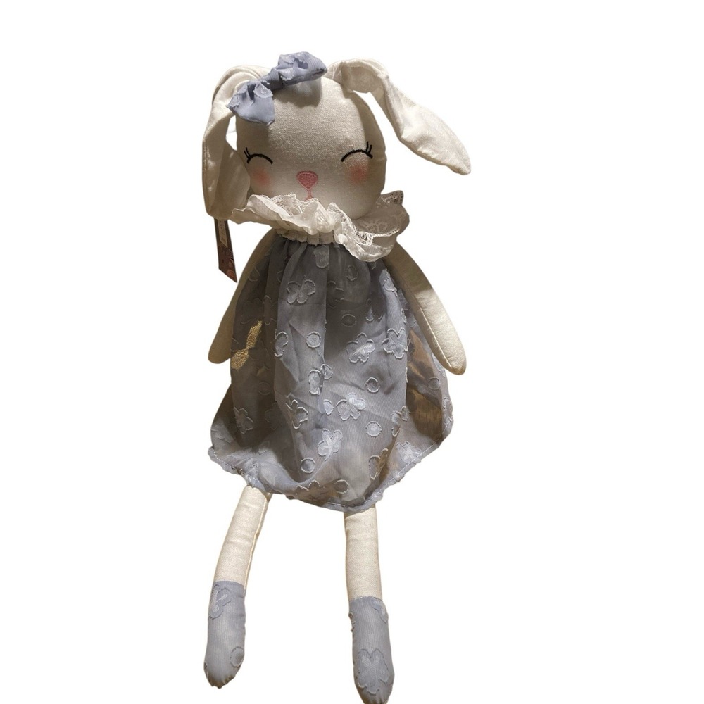 Jolie‎ Fleur Spring Collection Bunny Rabbit Blue Floral Dress Stuffed Toy